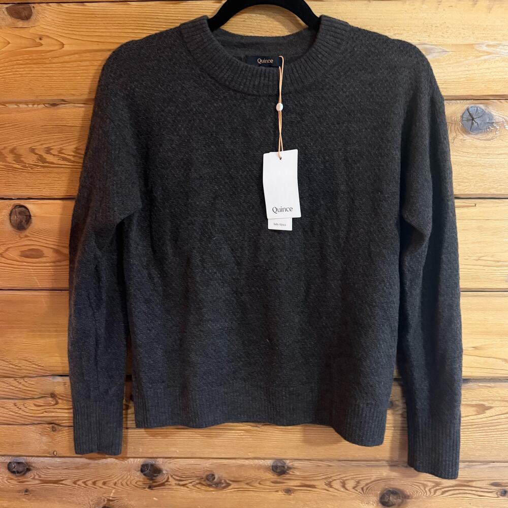 Quince NWT Women's Brown Baby Alpaca Wool Crew Neck Sweater Small